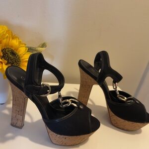 Guess Black and Tan Platform Heels